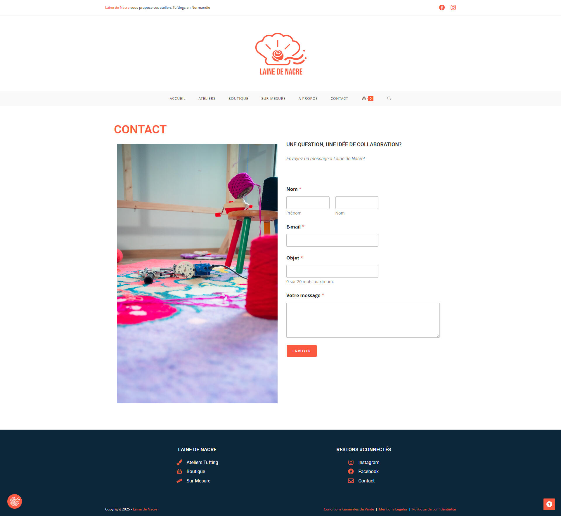 Laine de Nacre - Page Contact
